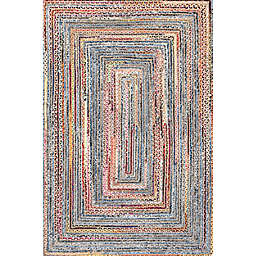 nuLOOM Raquel Jute and Cotton Braided Bohemian Area Rug, Multicolored, 8'x10'