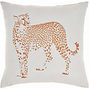 Mina Victory Outdoor Pillows Raised Print Leopard 20" x 20" Orange Indoor/Outdoor Throw Pillow
