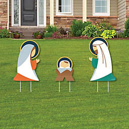 Big Dot of Happiness Holy Nativity - Outdoor Lawn Sign Decorations with Stakes - Manger Scene Religious Christmas Yard Display - 3 Pieces