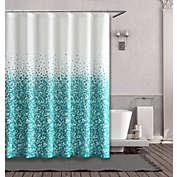 Kate Aurora Lux Teal & White Abstract Bubbles Fabric Shower Curtain - Standard Size