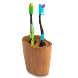 Prime Teak Oval Toothbrush Holder
