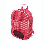 Badger Basket Co. Doll Travel Backpack with Plush Friend Compartment - Pink/Star