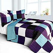 Blancho Bedding Voilet Diamonds 3PC Vermicelli - Quilted Patchwork Quilt Set (Full/Queen Size)