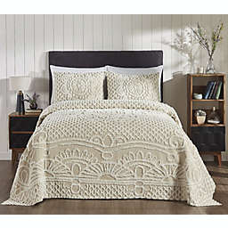 Set of 3 King Trevor Collection 100% Cotton Tufted Unique Luxurious Bedspread & Sham Set Natural/Beige - Better Trends
