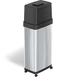 iTouchless Stainless Steel Dual Push Door Trash Can with AbsorbX Odor Filter and Wheels 24 Gallon Silver