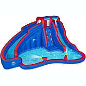 Sunny & Fun Double Dip Inflatable Water Slide Park - Heavy-Duty for Outdoor Fun - Climbing Wall, 2 Slides & Splash Pool - Easy to Set Up & Inflate with Included Air Pump & Carrying Case