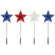 Northlight 4ct Americana Stars 4th of July Pathway Marker Lawn Stakes, Clear Lights