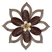 Stratton Home Décor Stratton Home Decor Traditional Wood Framed Red Metal Flower Wall Decor