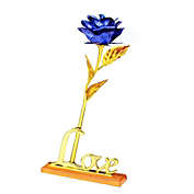 Kitcheniva 2-Pack 24K Gold Plated Rose Flower, Blue