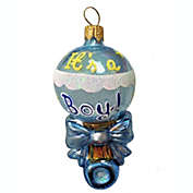 Blue Baby Boy Rattle Polish Glass Christmas Ornament Made in Poland Decoration