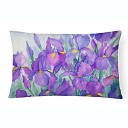 Caroline's Treasures Purple Iris Canvas Fabric Decorative Pillow 12 x 16