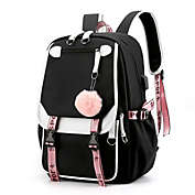 Stock Preferred Waterproof Girls Shoulder Rucksack Laptop School Backpack in Black