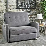 Contemporary Home Living 47" Charcoal Gray and Black Buttoned Hand Crafted Loveseat Recliner