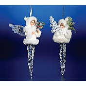Details about   Set Of 2 Handcrafted Emerald Green Gold Miniature Christmas Angel Ornaments 
