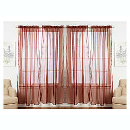 J&V TEXTILES Solid Sheer Window Curtain Panels- Set of 4