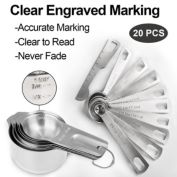 Kitcheniva 20-Pieces Stainless Steel Measuring Cups and Spoons Set