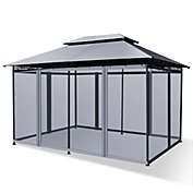 Gymax 2-Tier 10&#39;x13&#39; Steel Gazebo Canopy Tent Shelter Patio Garden Outdoor Netting