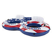 Intex Inflatable American Flag Double Tube Pool Float with Cooler & Cup Holders
