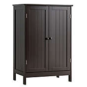 Slickblue Bathroom Floor Storage Double Door Cupboard Cabinet-Brown