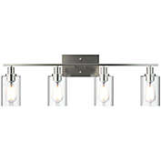 Costway 4-Light Wall Sconce Modern Bathroom Vanity Light Fixtures w/ Clear Glass Shades