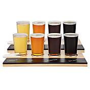Beer Tasting Flight Sampler Set (2 Pack) Eight 6oz Pilsner Craft Brew Glasses With 2 Wooden Paddles and 2 Chalkboards - Great Gift