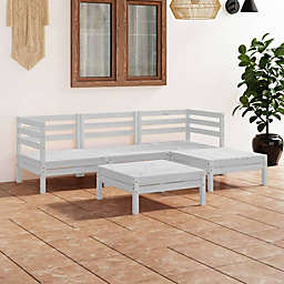vidaXL 5 Piece Patio Lounge Set Solid Pinewood White