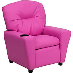 Flash Furniture Contemporary Hot Pink Vinyl Kids Recliner With Cup Holder - Hot Pink Vinyl