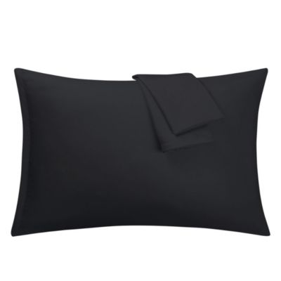PiccoCasa 2 Pack Pillow Cases Soft 1800 Series Microfiber Solid Pillowcases Set with Zipper Queen(20"x30") Pillow Protector, Black