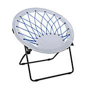 Zenithen Indoor Bungee Round Folding Dish Saucer Chair For Bedroom, Kids, Dorm Room, Cobalt Blue