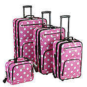 Rockland 4 Piece Pink Dots Luggage Set