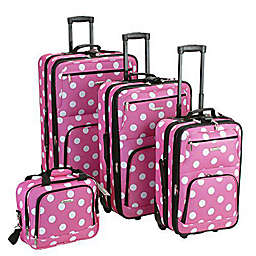 Rockland 4 Piece Pink Dots Luggage Set
