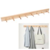 Stock Preferred Wooden Coat Rack Wall Mount with 8 Hooks in Natural Brown