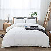 Lannister 100% Washed Cotton Duvet Cover King Size, Beige Fade-Resistant Natural Bedding Set - White