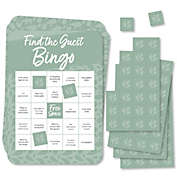 Big Dot of Happiness Sage Green Elegantly Simple - Find the Guest Bingo Cards and Markers - Wedding & Bridal Shower Bingo Game  Set of 18
