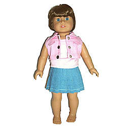 Dress Rite 18" Doll Clothing Pink Denim Jacket, Pink Top & Jean Skirt