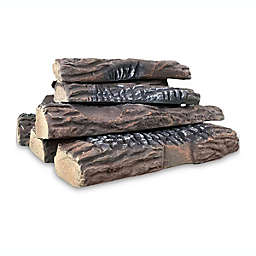 Gibson Living Ceramic Wood Large Gas Fireplace Logs for All Types of Indoor, Propane, Gel, Ethanol, Electric, or Outdoor & Fire Pits - Oak, 10 Piece Set