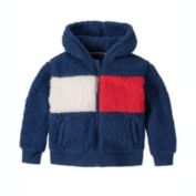 Tommy Hilfiger Toddler Girls Fuzzy Fleece Hooded Jacket Navy Size 3T