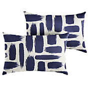 Outdoor Living and Style Set of 2 Blue and White Graphic Modern Indoor and Outdoor Lumbar Pillows 13" x 20"