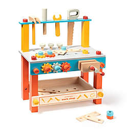 Robotime Pretend Play Construction Toys Kit   Wooden Workbench Set for Kids, Toddlers   Gift for Girls & Boys