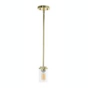 Elegant Designs 5.75" Essential Modern Farmhouse Adjustable 1-Light Cylindrical Clear Glass Kitchen Island Hanging Ceiling Pendant, Gold