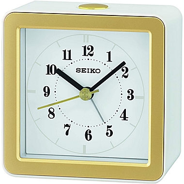 Seiko 3" Gatsby Bedside Alarm, White & Gold. View a larger version of this product image.