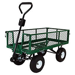 Sunnydaze Steel Dump Utility Garden Cart - 660 Pound Weight Capacity - Green