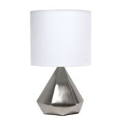 Simple Designs Home Decorative Indoor Modern 11.81"L x 11.81"W x 19.88"H Solid Pyramid Table / Desk Lamp - Silver