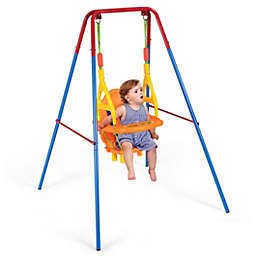 Costway-CA Toddler Swing Set High Back Seat with Swing Set