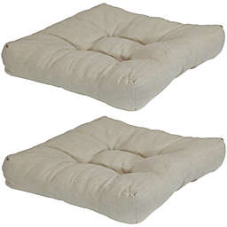 Sunnydaze Set of 2 Tufted Indoor/Outdoor Seat Cushions - Beige