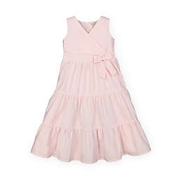 Hope & Henry Girls' Tiered Wrap Dress (Pale Pink Linen, 3)