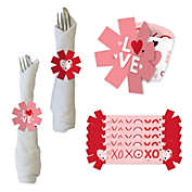 Big Dot of Happiness Happy Valentine&#39;s Day - Valentine Hearts Party Paper Napkin Holder - Napkin Rings - Set of 24