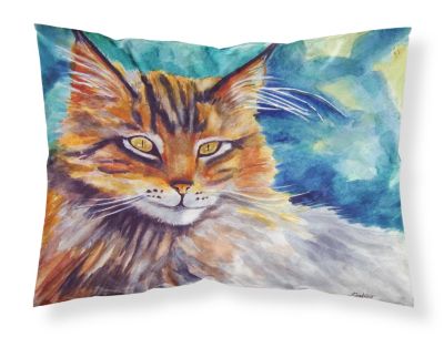 Cat Pillow Cover Decorative by HGOD Designs Curious Cute Cat Look at You with Eager Eyes On Table Cotton Linen Square Pillow Case for Men/Women/18x18 inch Brown 