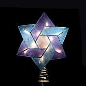 Kurt Adler 8" Lighted Blue and White Star of David Capiz Shell Christmas Tree Topper - Clear Lights