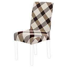 PiccoCasa Spandex Pattern Chair Cover, Washable Stretch Bar Stool Slipcover Kitchen Chair Protector Spandex Chair Seat Cover for Home Decorative/Dining Room/Party/Wedding (Medium, Plaid Pattern)